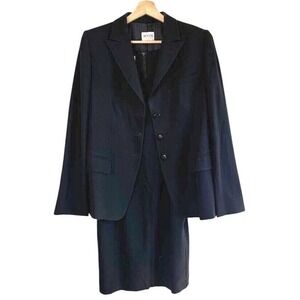 Armani Collezioni Black Wool Skirt Suit Size 12 Italy Blazer Sheath Dress Office